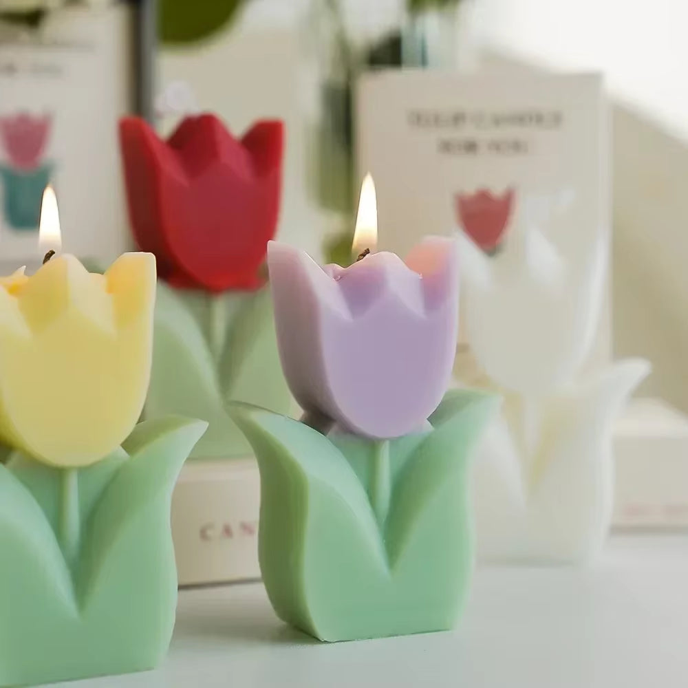 Creative Wedding Guest Gift Candles Tulip Flower Aromatherapy Candle Aesthetic Room Decor Aromatic Candles Girl Birthday Gifts