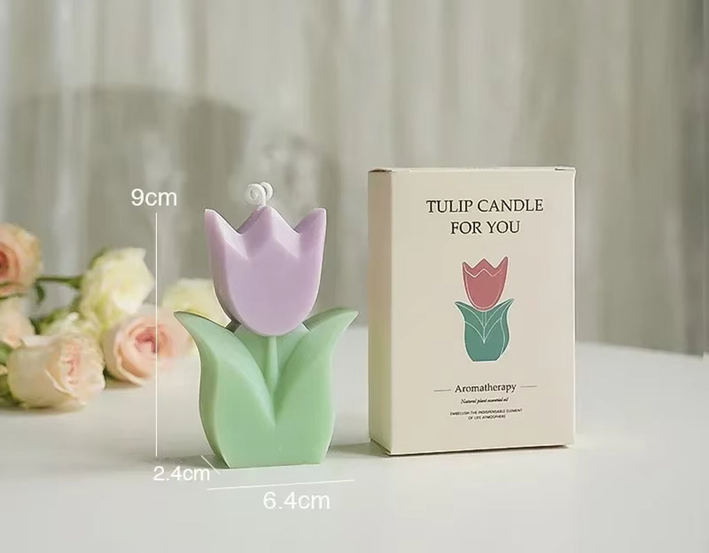 Creative Wedding Guest Gift Candles Tulip Flower Aromatherapy Candle Aesthetic Room Decor Aromatic Candles Girl Birthday Gifts