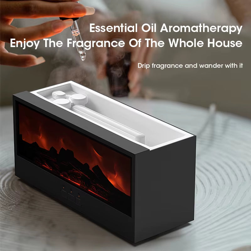 Simulated Fireplace Diffuser Aroma, Air Humidifier with Timer Remote,Simulation Charcoal Fireplace Humidifier, Christmas Present